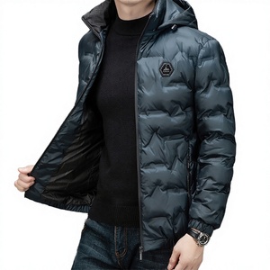 Chaqueta de invierno para hombre con capucha, impermeable, cuello alto, cremallera, lisa, casual, acolchada de algodón, holgada, cálida y gruesa tipo parka - Product Image 3
