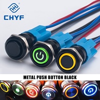 Interrupteur à bouton-poussoir métallique 22 mm, à verrouillage automatique, momentané, haute intensité, étanche, LED rouge et verte, 12V 110V 220V 3A