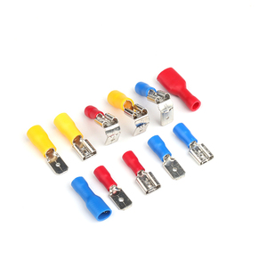 FDD2-250 Bornes à fourche femelles pré-isolées, à ressort, à brancher, en laiton/nickelé, PVC+laiton - Product Image 1