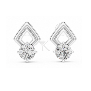 ต่างหูเพชรทรงเชฟรอนแบบกลม ขนาด 0.50-5.00 กะรัต เพชรเลี้ยงในห้องปฏิบัติการ ตัวเรือนทองคำแท้ ดีไซน์หรูหรา เรียบง่าย สง่างาม - Product Image 3