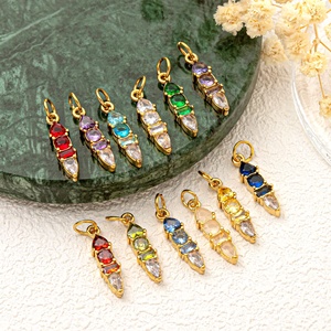 จี้หินประจำเดือนเกิด |   จี้ห้อยทรงแท่งประดับเพชรซิร์คอนเคลือบทอง 18K PVD บนสแตนเลสสตีล |   กันน้ำและป้องกันการแพ้ - Product Image 2