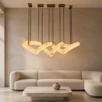 Lustre suspendu moderne en marbre naturel espagnol, cuivre et or, avec télécommande 360°, économie d'énergie, luxe, pour villa et salon
