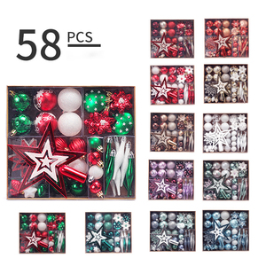 58 pièces de boules de Noël de haute qualité, décorations suspendues, pendentifs flocons de neige et étoiles, pour décoration extérieure et intérieure, fournitures de fête de Noël - Product Image 2