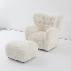 Sillón de Salón de Lujo Flemming Lassen para Hombre Cansado con Reposapiés, Sillón de Diseño Nórdico de Piel de Oveja Premium - Product Image 1