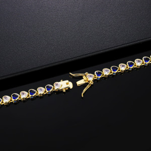 Collar de Cadena de Tenis para Mujer con Zirconia en Forma de Corazón y Diamantes de Zafiro, Chapado en Oro de 14K, Alta Calidad, Personalizado, Venta al por Mayor de Joyería CM - Product Image 3
