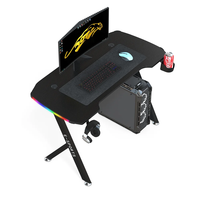 Bureau de jeu PC ergonomique en bois avec surface en fibre de carbone, design convertible et extensible pour le bureau à domicile