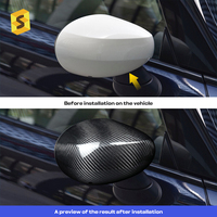 Shasha - Garniture de rétroviseur extérieur en fibre de carbone véritable, accessoire de décoration de voiture pour MINI F56 2021-2024, conduite à droite