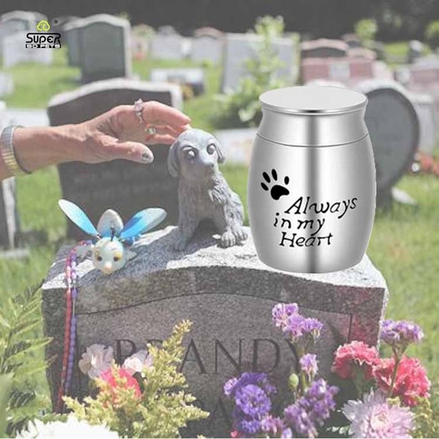 Metal Silver Stainless Steel Dogs Cats Small Pet Bone Ash Storage Urns Funeral Animal Urn Custom Engravable Pet Urns