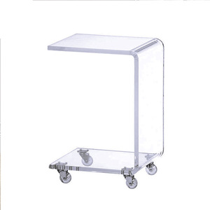Mesa de centro acrílica móvil transparente de 14 mm de grosor con estante de almacenamiento para sala de estar, dormitorio y uso en hoteles - Product Image 2