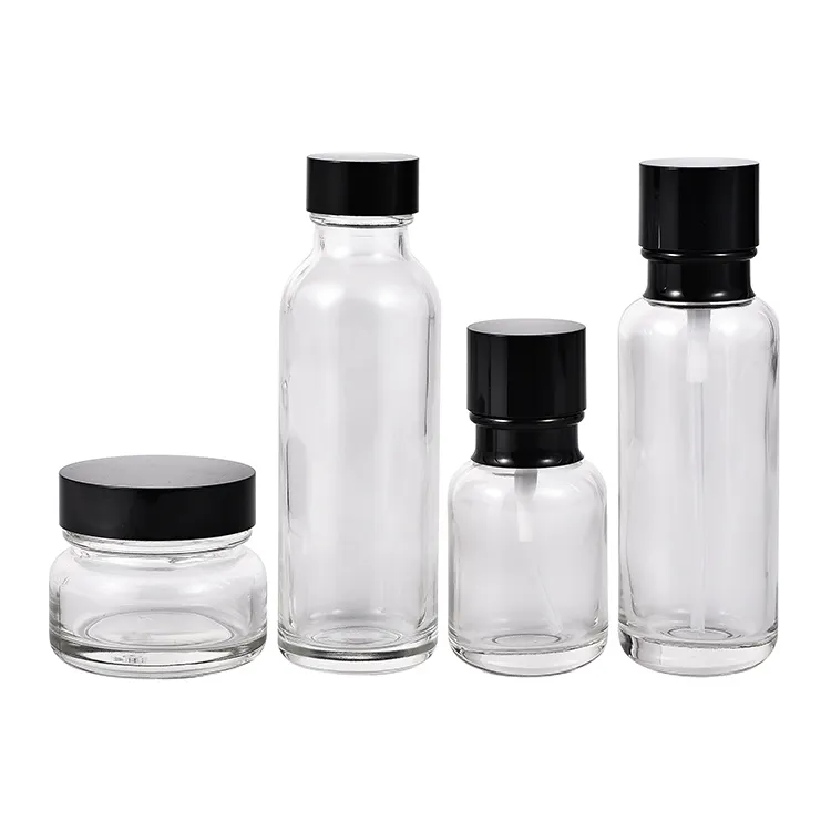 50g 50ml 110ml 130ml hochwertige Schönheit benutzer definierte Farbe Kosmetik Creme Glas Hautpflege Set kosmetische Verpackung Glasflasche und Glas