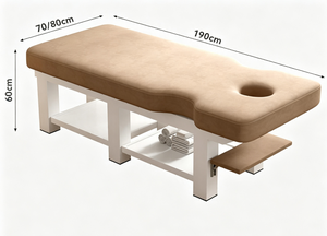 Table de massage moderne en bois massif, lit de thérapie portable pour salon, avec appui-tête et rangement pour institut de beauté, spa, clinique - Product Image 5