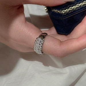 Anillo de Plata de Ley S925 con Circonita, Diseño Vintage de Lujo Ligero, Estilo Francés Elegante, Incrustaciones de Diamantes, Talla Única - Product Image 3