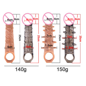 Manchon pénien en silicone cristallin de grande taille, épais et long, jouets sexuels pour adultes, pour hommes - Product Image 2
