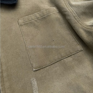 Custom <b>Canvas</b> <b>Work</b> <b>Jackets</b> for Men Distress Embroidery Logo Casual Wear Heavyweight Carpenter Zipper Duck <b>Canvas</b> <b>Jacket</b> - Product Image 5