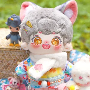 20cm Cute Mini Animal Fox Plush Doll Nude Body Soft Stuffed Plushies Toys Cotton Dress Up Doll Anime Figure Decor Girl Gift