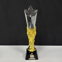 Trofeo de Cristal con Forma de Torre de Estrellas de Resina Dorada de 27 cm, MH-FJ0103