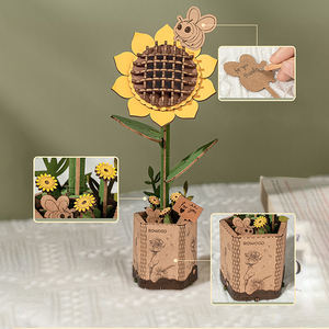 Robotime US Entrepôt Décoration de Bureau Assembler Bois Artisanat TW011 DIY 3D Bois Tournesol Enfants Puzzles - Product Image 5