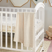 Couverture pour bébé en tricot de coton peigné Magic Green Taupe Plain Luxury Edge Couvertures de couleur personnalisée pour nouveau-nés bébé