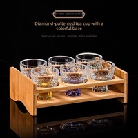 Service à thé Gongfu en verre cristal taillé diamant, design européen, tasse maîtresse individuelle, haut de gamme, résistant à la chaleur, cadeau d'affaires