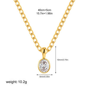 عقد من الزركون بلون ذهبي 18 قيراط من الفولاذ المقاوم للصدأ رائج للبيع بالجملة - Product Image 6