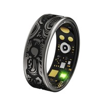 Nouvelle bague intelligente rétro argentée avec gravure de motifs tribaux, moniteur de fréquence cardiaque, moniteur d'oxygène sanguin, tracker de santé étanche
