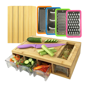 Tabla de cortar duradera y respetuosa con el medio ambiente, tabla de cortar de bambú para el hogar, tipo de cajón de bambú, clasificación de compartimentos - Product Image 2