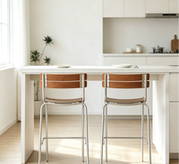 Tabouret de bar nordique avec dossier, chaise haute de bar moderne et minimaliste avec structure en fer, tabouret de comptoir compact pour la maison et le café