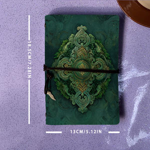 A6 Cuaderno Vintage hecho a mano con cierre de corbata Papel extraíble Regalo de <span class=keywords><strong>cumpleaños</strong></span> perfecto para el amigo del primo con verde adornado- - Product Image 4