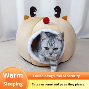 Gato cama de Navidad invierno cálido completamente cerrado cama para dormir engrosada Internet celebridad mascota <span class=keywords><strong>casa</strong></span> Pere <span class=keywords><strong>David</strong></span>'s Deer diseño - Product Image 3