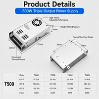 Alimentation électrique à triple sortie 500W 5V 12V 15V 24V Trois sorties indépendantes Alimentation électrique à triple commutation AC DC 500W