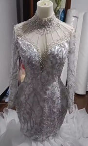 Nueva moda lujosa sirena vestido de novia con cuentas cristales África cuentas <span class=keywords><strong>Capilla</strong></span> <span class=keywords><strong>Real</strong></span> inspirado patrones africanos encaje - Product Image 2