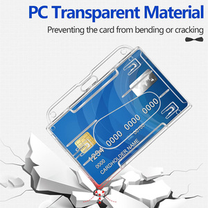 Factory wholesale double-sided transparent horizontal card <b>holder</b> with thumb slot for <b>ID</b> badges and name tags, can hold 2 cards. - Product Image 4