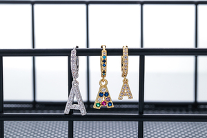 Boucles <span class=keywords><strong>d</strong></span>'oreilles alphabet pour femmes, bijoux en laiton, plaqué or, boucles <span class=keywords><strong>d</strong></span>'oreilles - Product Image 6