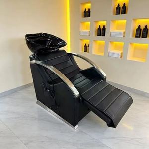 Fauteuil de salon de coiffure haut de gamme avec lit de lavage électrique et fonction massage, chaise de coiffure réglable - Product Image 2