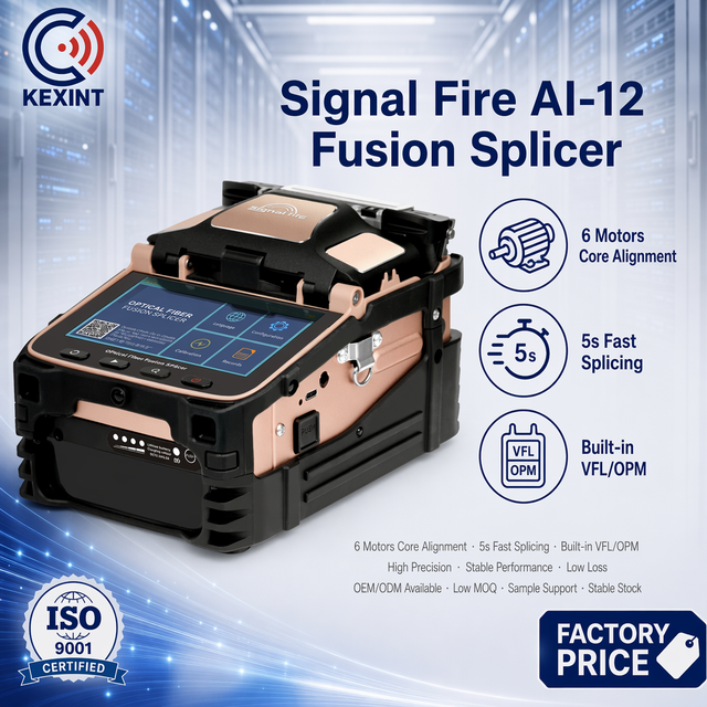 Kexint Optical Fiber Fusion Splicer AI-12  6 Motors Core Alignment Automatic Arc Splicing Machine for FTTH Trunk Projects