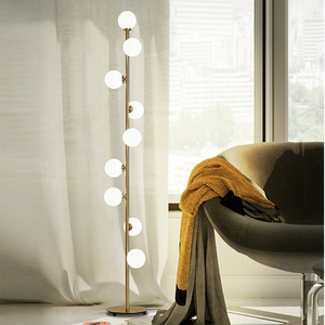 Nouveauté, lampe sur pied en verre blanc pour la maison et le bureau, style luxueux, dorée, 9 têtes, pour la décoration artistique, ampoule LED G4 - Product Image 6