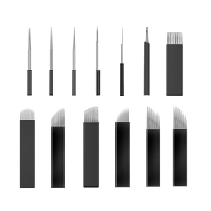 PMU Micro lames noires 0.18mm 7 12 14 16 broches U 18 14u Microblading <span class=keywords><strong>aiguille</strong></span> manuelle Nano outil de <span class=keywords><strong>tatouage</strong></span> de sourcils fins et pointus - Product Image 4