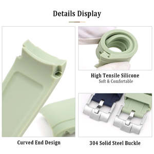Nouveau <span class=keywords><strong>Bracelet</strong></span> de Montre en Silicone Plongeur Étanche 20 mm 22 mm, Boucles Courbées en Caoutchouc pour <span class=keywords><strong>MoonSwatch</strong></span> et Rolex - Product Image 3