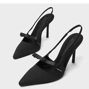 Spring Summer Collection Beautiful High-Heeled Women's Sandals With Pointed Bow Design PU Insole Wholesale - Product Image 3