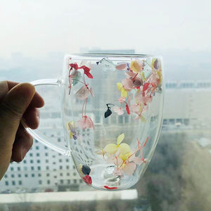 制造商OEM/ODM定制新设计干花双壁玻璃咖啡杯 - Product Image 3