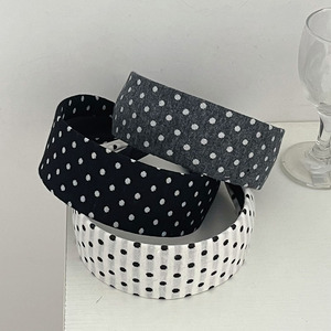 Viviblook Z314AS Diadema para mujer, nueva diadema negra y blanca con lunares y borde ancho, accesorios para el cabello de uso diario - Product Image 3