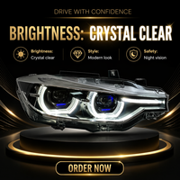 XUNBAI Phares LED Angel Eyes Double U pour BMW Série 3 F30/F35 2011-2016 12V avec lentille de projecteur et clignotants séquentiels
