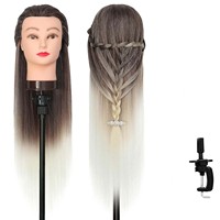 Tête de mannequin pour perruque en cheveux synthétiques haute température, tête de coiffure invisible Halo, tête de mannequin de formation en coiffure faite à la main