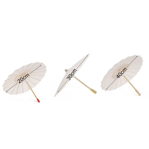 Ô dù giấy quà tặng bán buôn cho đám cưới màu trắng in ấn tùy chỉnh ô dù gỗ thẳng tự làm thủ công trang trí - Product Image 4