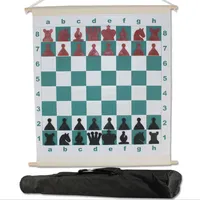 Tablero de demostración de ajedrez magnético, juego de ajedrez de demostración de vinilo de estilo ranurado de 28 "con bolsa de transporte de lujo para enseñanza