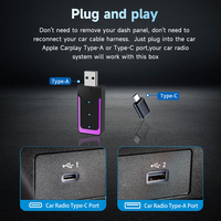 Adaptateur sans fil 2-en-1 pour CarPlay et Android Auto : Convertissez le CarPlay filaire en sans fil, Plug and Play, USB, Mini LED, Boîtier AI