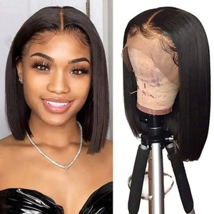 Envío Rápido, En Stock, Peluca <span class=keywords><strong>de</strong></span> <span class=keywords><strong>Cabello</strong></span> Humano Remy Brasileño Liso con Encaje HD 13*4, Densidad 200% Súper Gruesa, para Mujeres Negras - Product Image 1