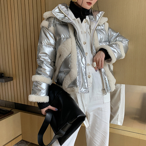 Xuống Áo Jacket Với Fur Lông Cừu Phụ Nữ Áo Khoác Áo Khoác Lông Thú Lông Xuống Với 90% Xuống Áo Khoác - Product Image 5