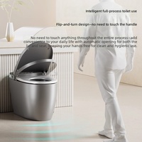 WC intelligent couleur, entièrement automatique, monobloc, en céramique, à poser au sol, avec chauffage électrique et siphon en P inclus