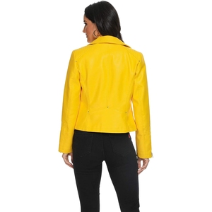Dernière collection : Blouson en cuir pour femme de haute qualité, hiver, col montant, couleurs personnalisées, logo personnalisé, tricoté, longueur longue, prix de gros - Product Image 2